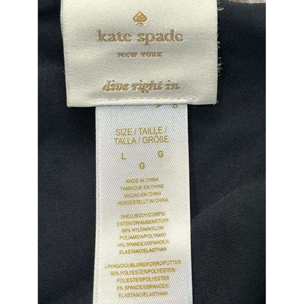 Kate Spade Scalloped High Waist Bikini Bottoms Black Textured S51137 Size Large - Picture 2 of 4